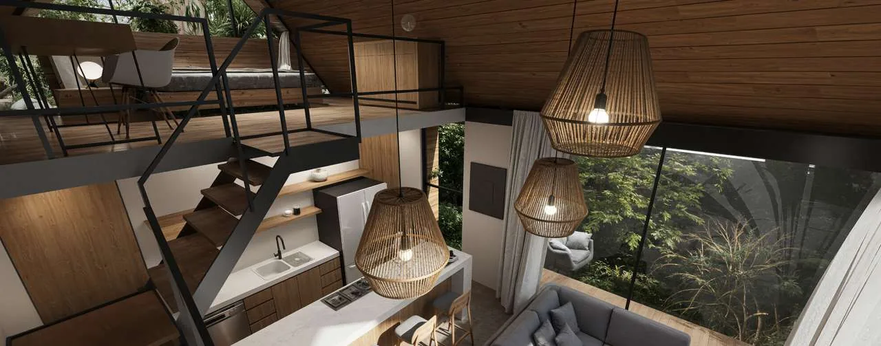 Mezzanine y escalera de Cabaña 33