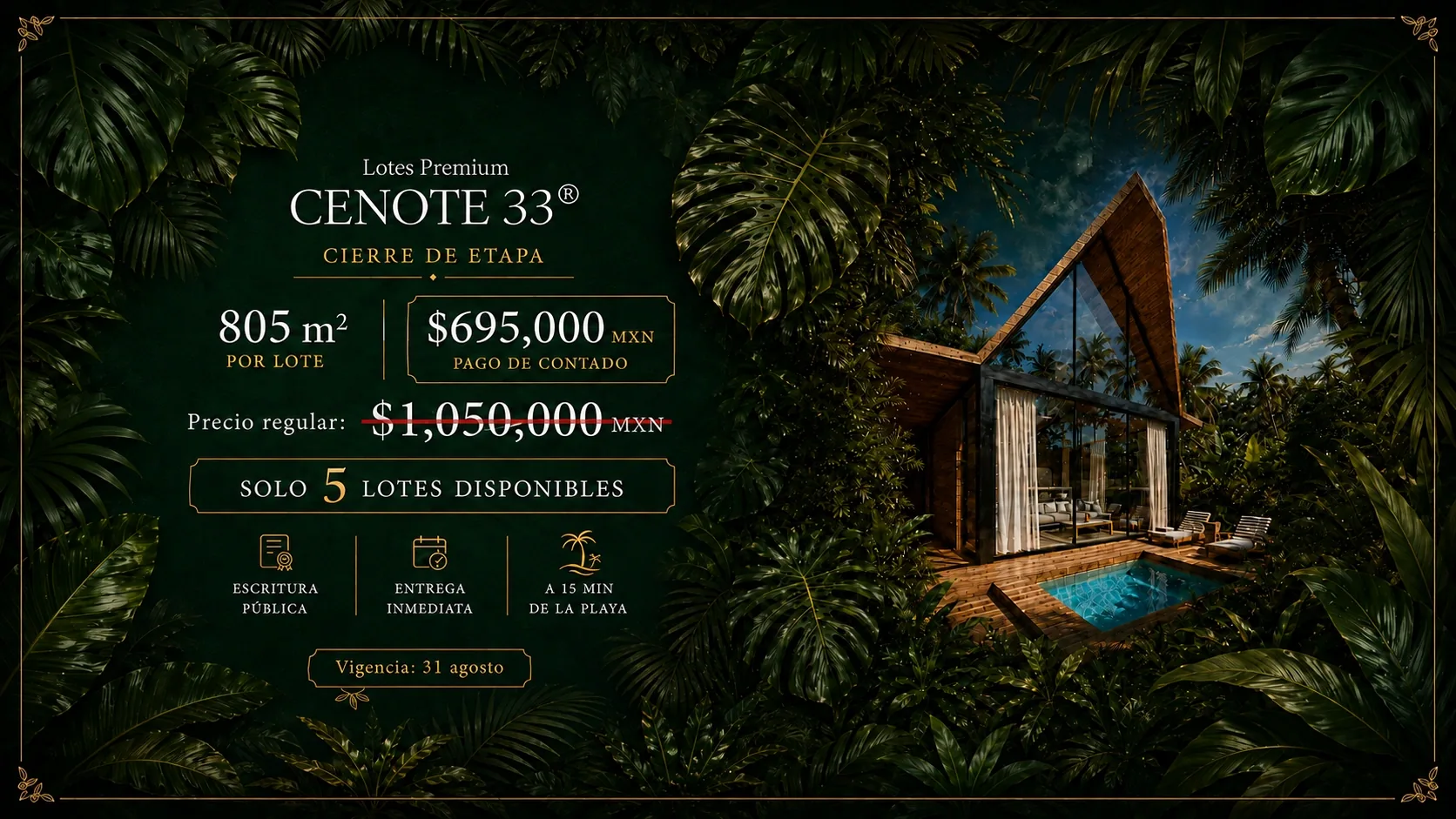 Cenote 33 - lote más casa en Puerto Morelos